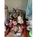 3 Royal Doulton figures - Town Crier, The Mask Seller, The Pied Piper, a Beswick dog and a Dresden