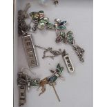 A selection of silver jewellery to include 3 silver bullion bar pendants, earrings, cross & chain