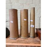 3 trench art brass shells.