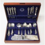 An American early 20th century 44 piece canteen of cutlery, Amston Sterling 1913 Athene Crescendo