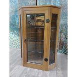 Robert 'Mouseman' Thompson of Kilburn oak and leaded glass corner cabinet with signature carved