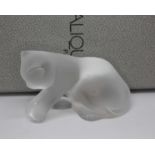 A Lalique kitten paperweight, etched marks to base, length 6.5cm, with box. Condition - very good, ,