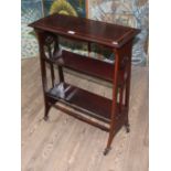 An Edwardian Arts & Crafts inlaid mahogany book trough table, height 77.5cm.