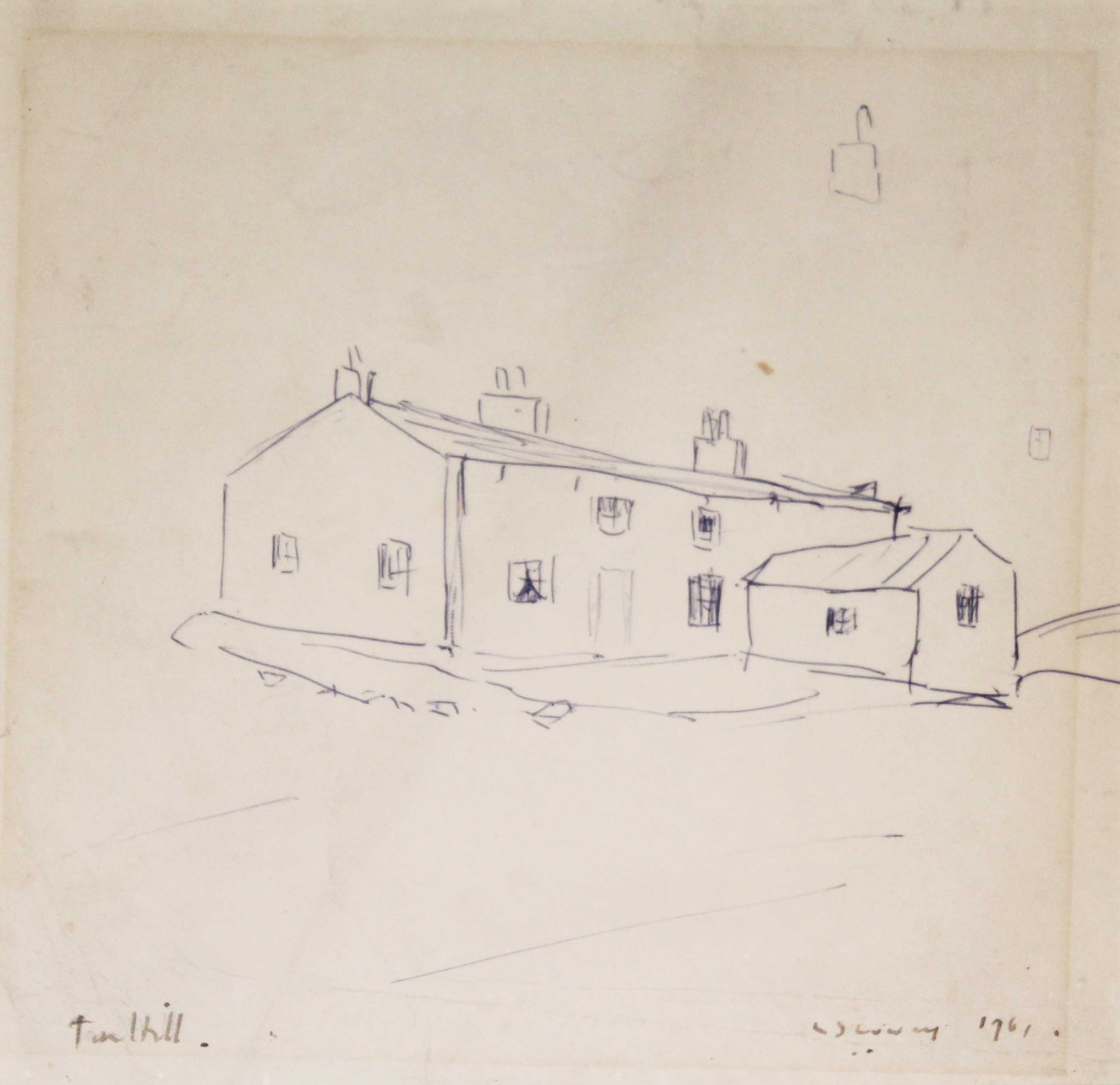 Laurence Stephen Lowry (1887-1976), "Tan Hill", pen drawing, 22cm x 24cm, signed and dated 1961