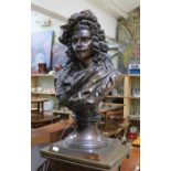 A large bronze bust depicting Rembrandt Harmenszoon van Rijn (1606-1669), 20th century, unmarked,