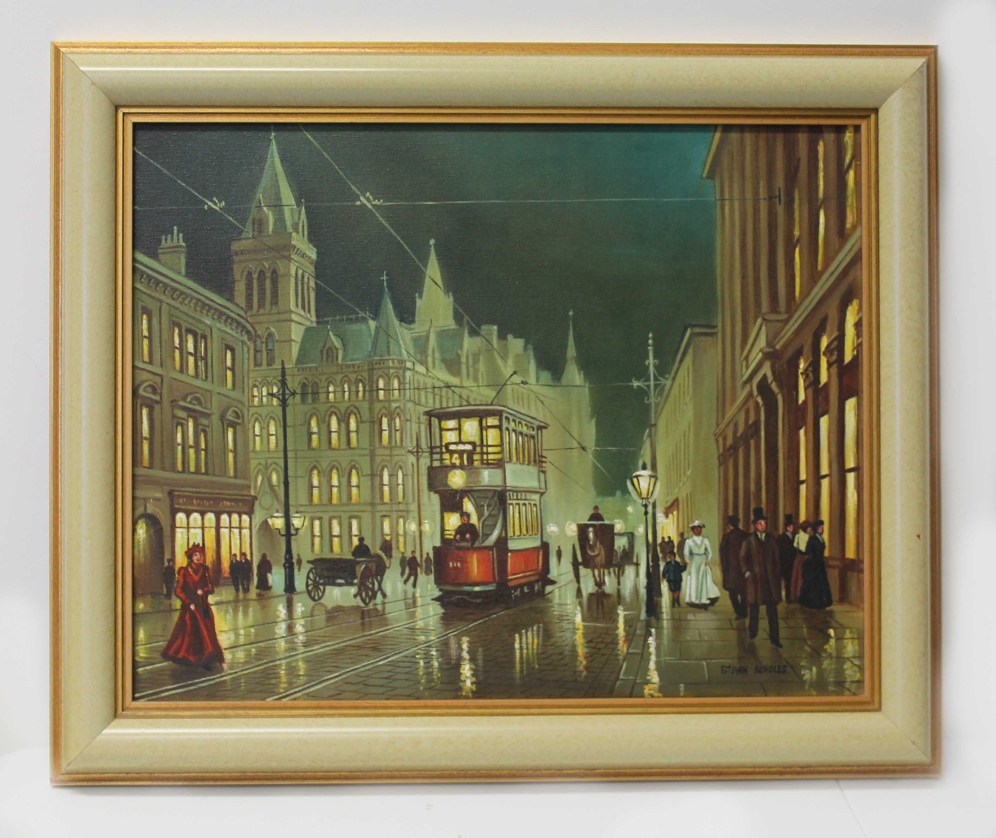 Steven Scholes (b1952), "Princess St Manchester", oil on canvas, 50cm x 39cm, signed, titled