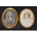 Two oval portraits, one depicting Lord Francis North 1st Baron of Guildford and the other a young