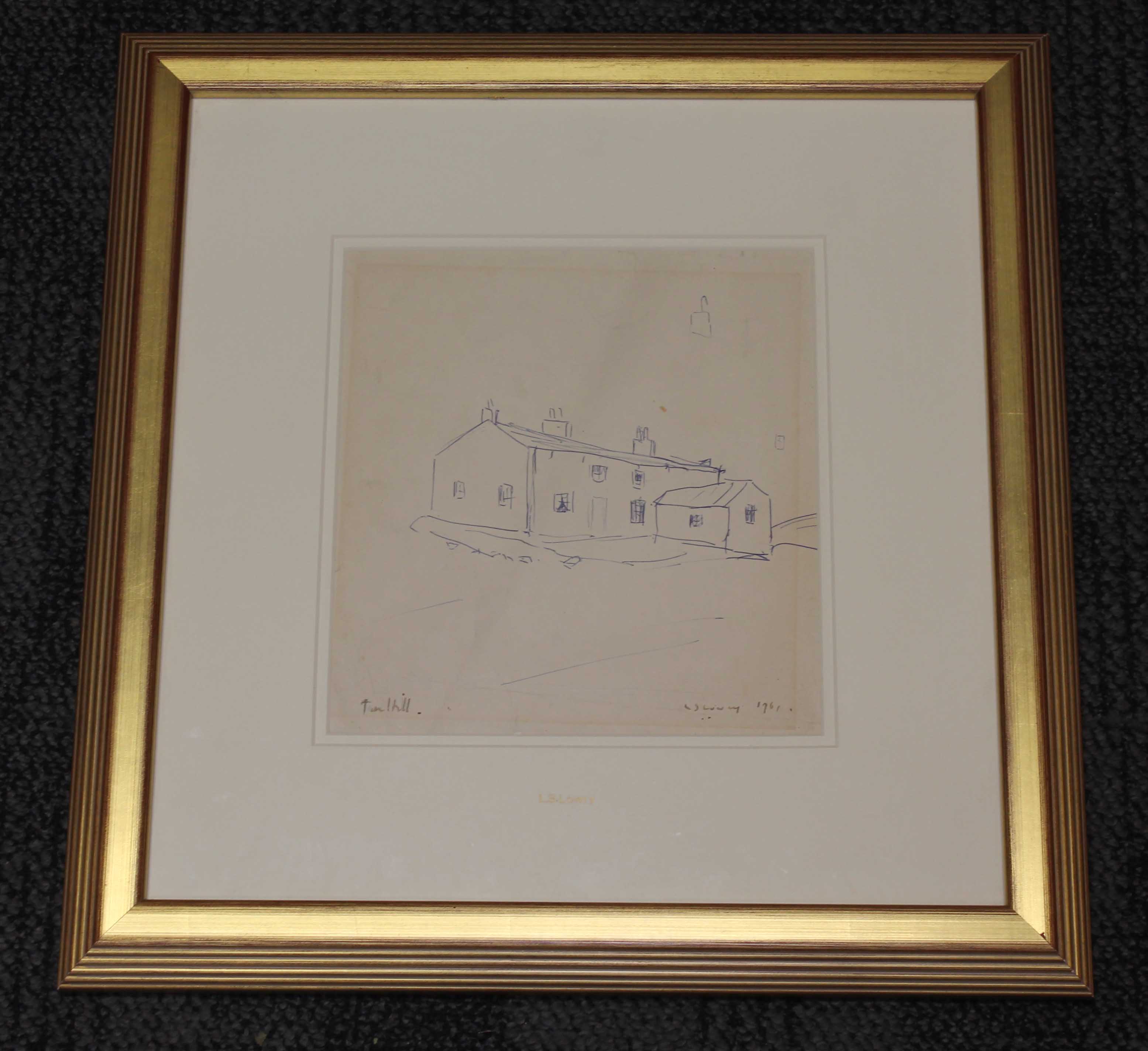 Laurence Stephen Lowry (1887-1976), "Tan Hill", pen drawing, 22cm x 24cm, signed and dated 1961 - Bild 2 aus 2