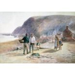 R Douglas (Scottish 19th Century), a set of four watercolours, fishing scenes, 34cm x 24cm, each