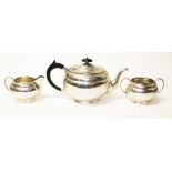 A George VI three piece silver tea set, S Blanckensee & Son Ltd, Chester 1938, gross wt. 30.54ozt