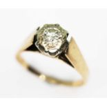 A single stone diamond ring, the round brilliant cut diamond set in an illusion setting and weighing