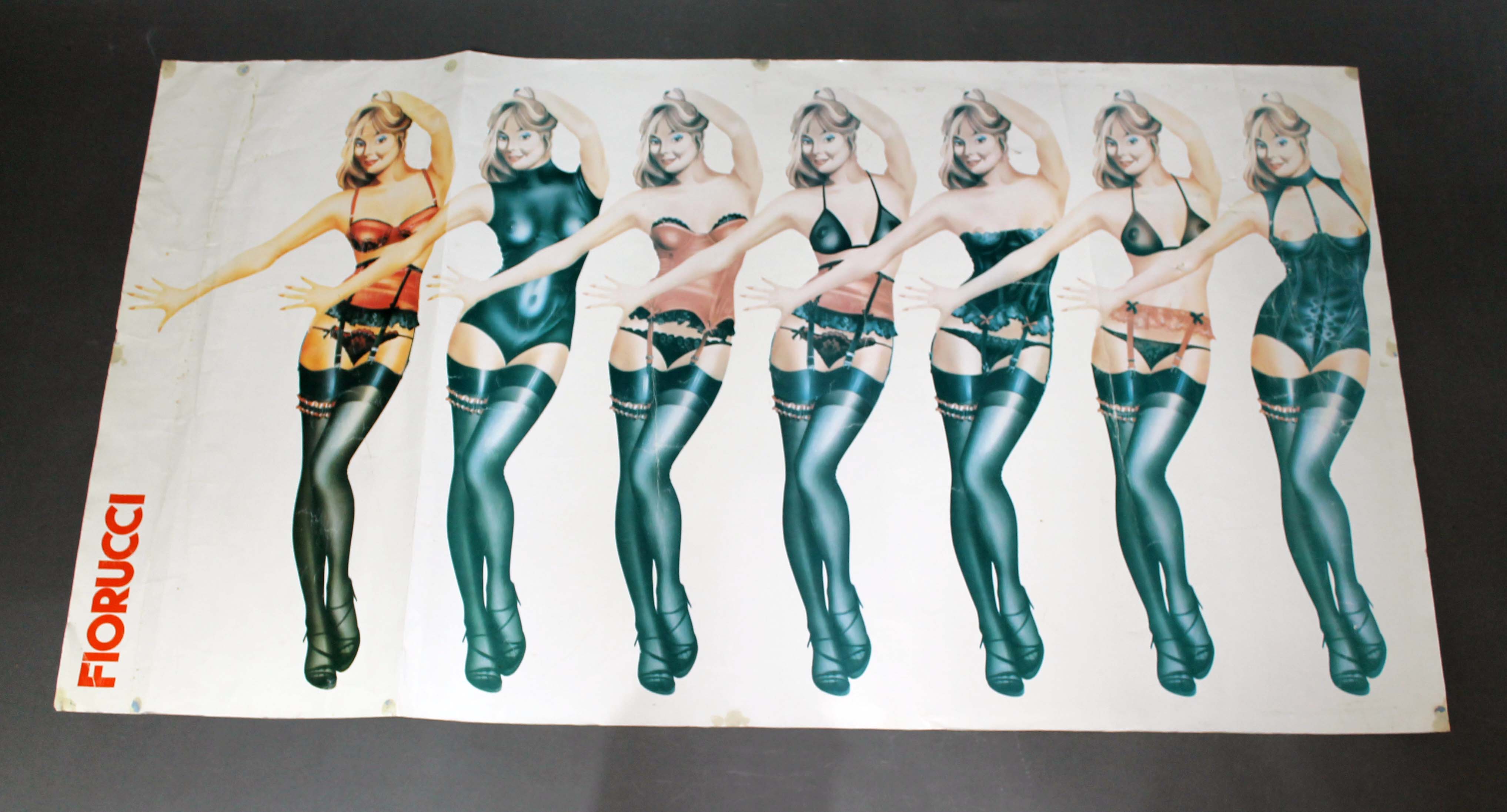 An original Fiorucci "Pinups" fashion poster, 75cm x 42cm, unmounted.