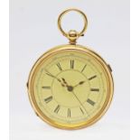 A Victorian 18ct gold open face centre seconds chronograph pocket watch, stop lever at 2 o'clock,