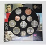 Royal Mint 2009 brilliant uncirculated coin collection including Kew Gardens 50p.