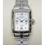 A ladies Raymond Weil Parsifal stainless steel quartz wristwatch, signed rectangular mother of pearl