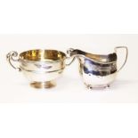 Hallmarked silver comprising a cream jug and a twin handle bowl, gross wt. 8ozt.