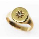 An antique diamond signet ring, hallmarked 18ct gold, Birmingham 1918, gross wt. 6.3g, size S/T.