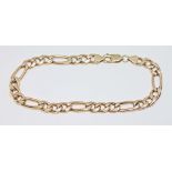 A 9ct gold flat link bracelet, marked '375' and with 9ct gold import marks, length 21cm, wt. 6.5g.