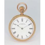 An American Waltham open faced pocket watch, engraved outer case, marked '10c', diameter 38mm, gross