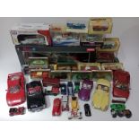 Two boxes of assorted die-cast model vehicles including Dinky and Corgi etc.