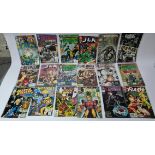 A box of DC comics including Swamp Thing, Batman, The Flash, JLA, Green Lantern, Catwoman, etc.