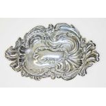 A late Victorian Rococo style silver dish, sponsor's mark 'WD', Birmingham 1897, length 16.5cm,