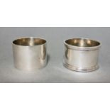 Two silver napkin rings, one hallmarked for 1963, Sheffield, Viner's Ltd ( Emile Viner ), the