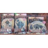 The Hobbit - 3 boxed figures, Bilbo Baggins, Gandalf the Grey & Fimbul the Hunter & Warg.