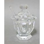 A Baccarat lidded jam pot with spoon