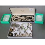 A selection of costume jewellery to include silver, a 9ct gold signet ring weighing 1.85 grams,