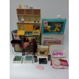 Assorted toys comprising Cindy horse set, Cindy motorbike, a Victoria Jane kitchen unit, hostess
