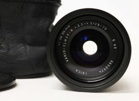 A Leica Vario-Elmar-R 1:3.5-4.5/28-70 E60 lens, serial no. 3650974, with soft case.