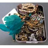 Assorted costume jewellery including items marked 'Silver' etc.