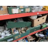 6 boxes of mixed pottery, glass, ornaments, table lamps etc
