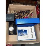 A boxed Sekonda gents watch, a ladies Rotary watch with extra bracelet and quantity of costume