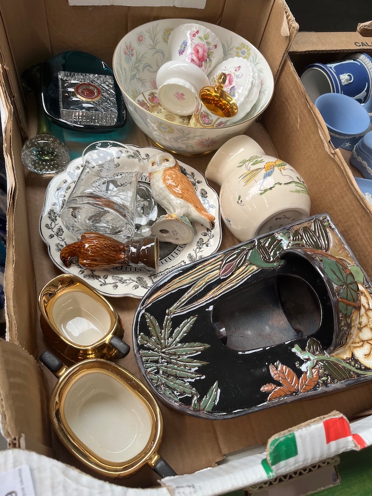 Assorted items including Minton bowl, Beswick, Faience jug etc
