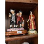 Staffordshire figure of two men on mahogany base and a Staffordshire 19th century figure Shylock.