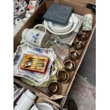 Vintage serving items and drinkware including Masons and Carlton ware