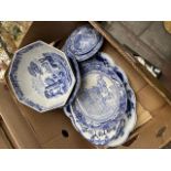 A large Spode octagonal bowl appx 25cm across together with another 5 Spode items, also 3 large