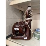Carved wood elephant lamp - needs re-wiring