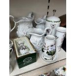 Portmeirion - set of 3 graduated parian jugs and 5 other items including cafetiere