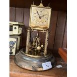 A vintage German Schatz brass skeleton clock - no dome.