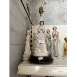 3 Italian figurines by M Salvatini (one as a lamp), together with 2 others