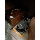 A mixed lot comprising an old electrical unit, a Stanley no. 78 plane and a pewter hipflask.