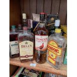 A selection of alcoholic beverages to include 9 bottles of scotch whisky, Grouse, Black Label,