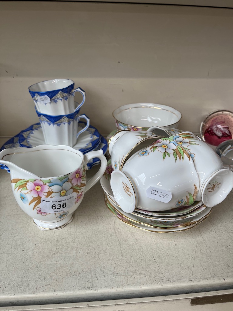 Vintage Royal Albert tea wares, 14 items together with 2 deco trios by Royal Stafford