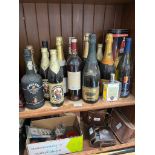 A selection of alcoholic beverages to include ale, wine, whisky, rum, port, champagne, etc.