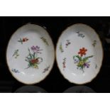 A pair of Copenhagen dishes, circa late 18th/early 19th century, oval form with basket moulding,