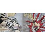 After Roy Lichtenstein (19923-1997), "Whaam!", diptych, offset lithograph printed in colours, 75cm x