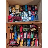 5 boxes of model vehicles to include Maisto, Corgi advertising wagons, Matchbox & Burago etc.